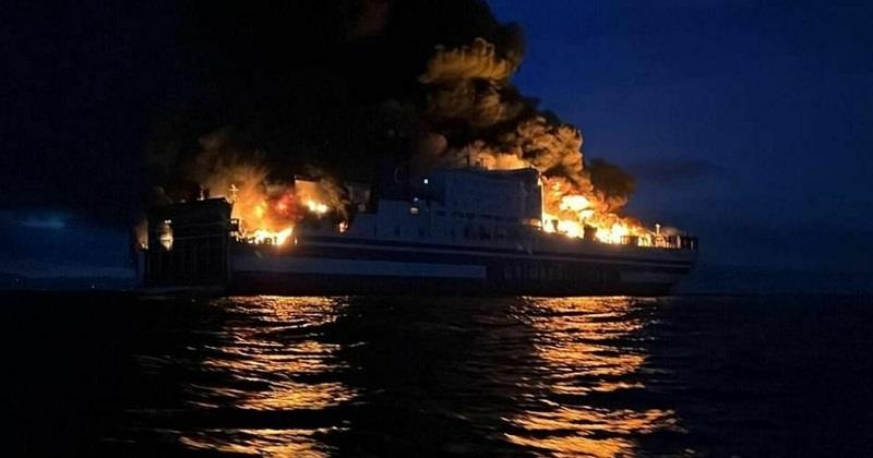 Hundreds rescued from burning Italian ferry off Greece Island 