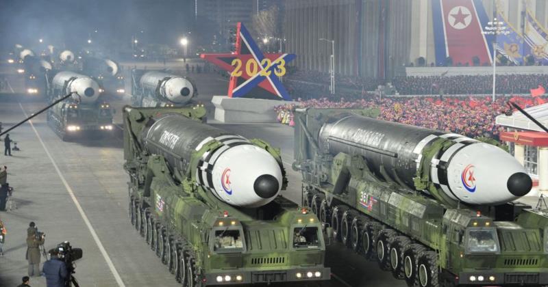 North Korea shows off largest number of nuclear missiles at night-time parade